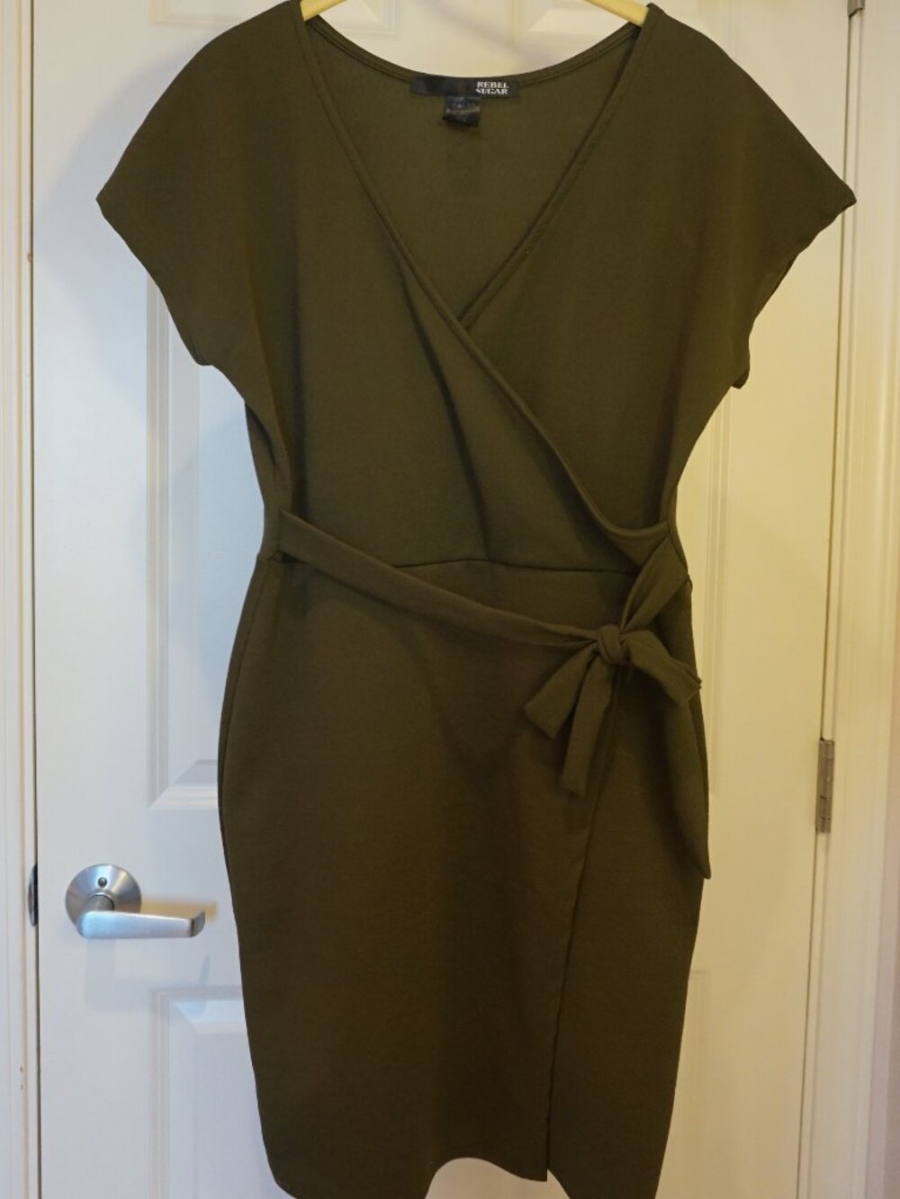 Rebel Sugar | Olive Green Faux Wrap Dress | Size M